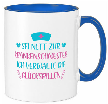Krankenschwester verwaltet Glückspille | Herzschlag |Spritze lustig Humor Tasse