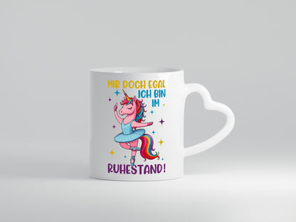 Bin im Ruhestand | Tanzendes Einhorn Geschenkidee Jubiläum Humor Tasse