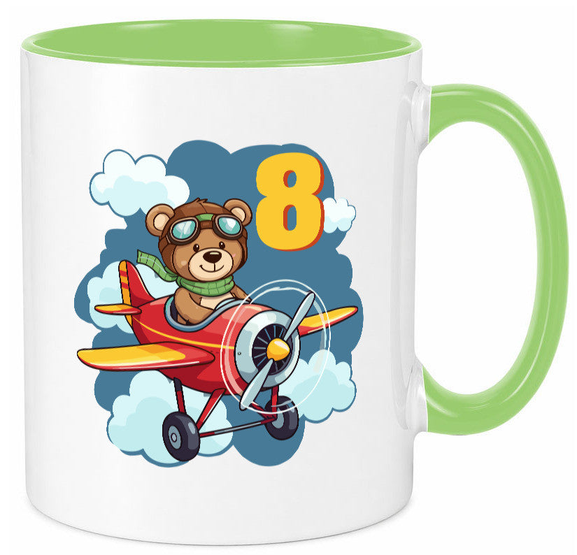 8. Geburtstag | 8 Jahre Kinder Pilot Flugzeug lustig Geschenkidee Geschenk Tasse