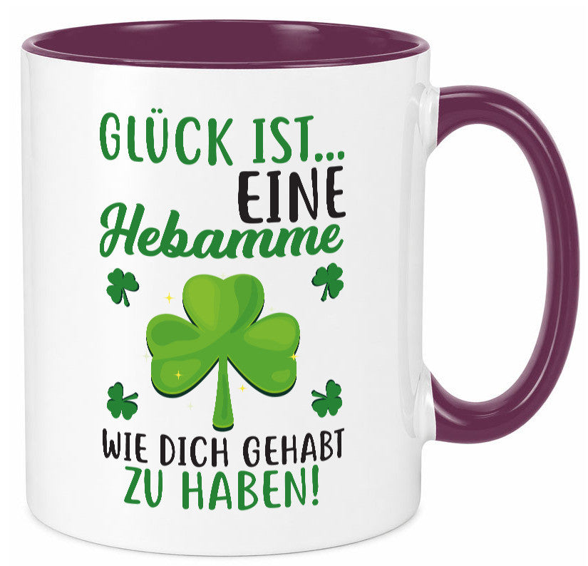 Hebamme Dankeschön | Dankes Tasse Kleeblätter Glück Humor Geschenkidee