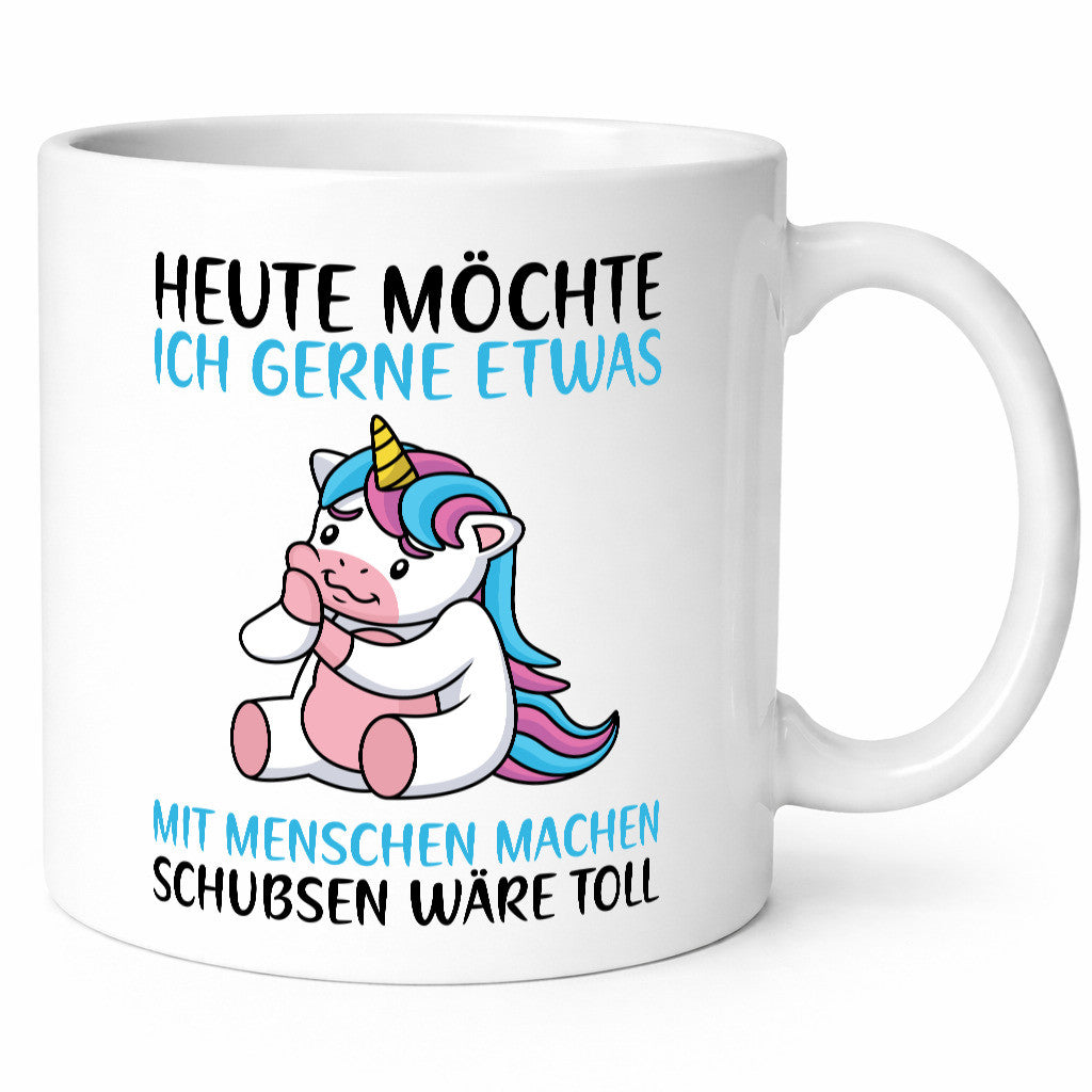 Möchte etwas mit Menschen machen | süßes Einhorn Spruch Humor Geschenkidee Tasse