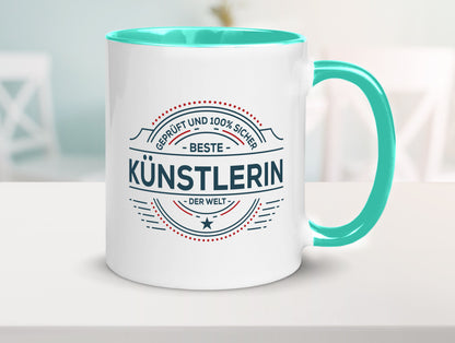 Geprüft und sicher: Künstlerin| Spruch lustig | Kunst Humor Geschenkidee Tasse