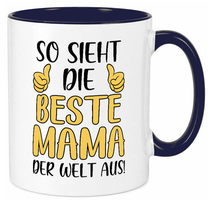 Beste Mama der Welt | Daumen hoch Geschenk Familie Geschenkidee lustiger Spruch Tasse