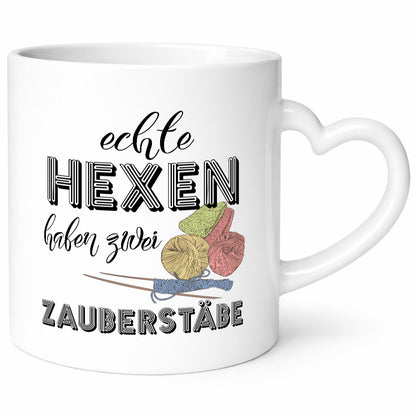 Echte Hexen haben zwei Zauberstäbe | Stricken Wolle lustiger Spruch Geschenk