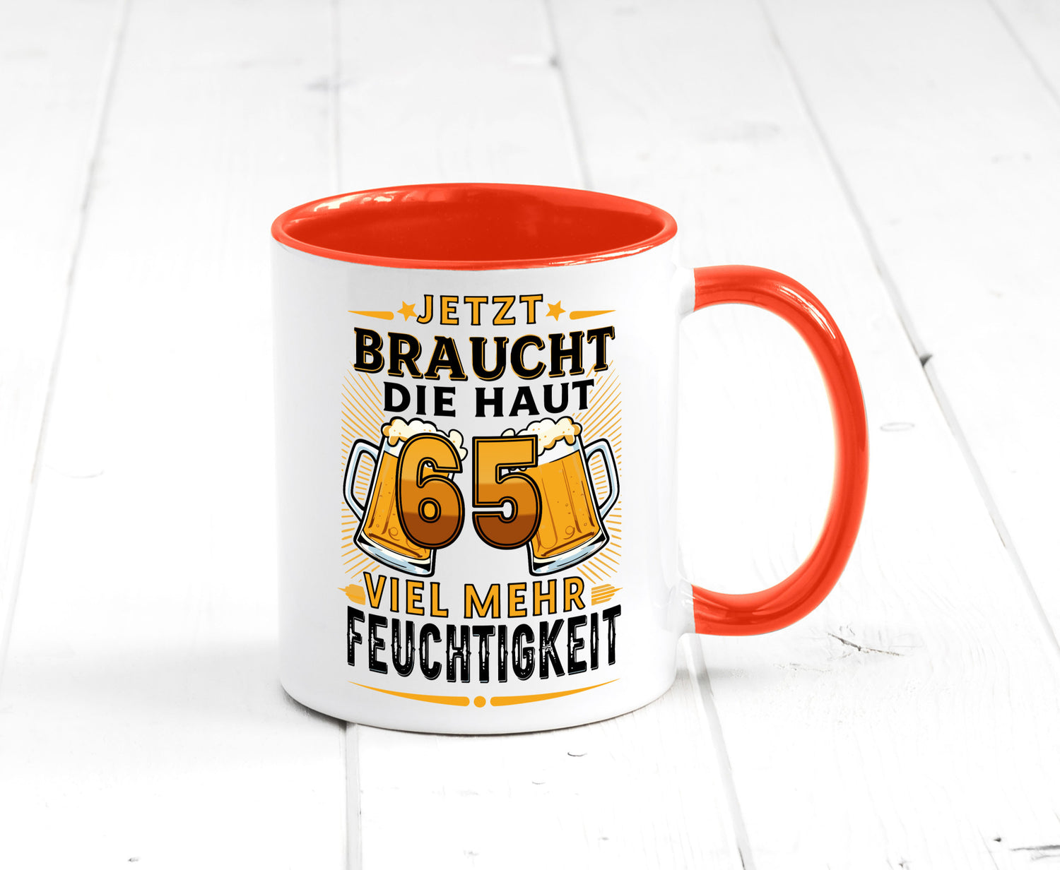 65 braucht die haut mehr Feuchtigkeit | 65. Geburtstag Humor Geschenkidee Tasse