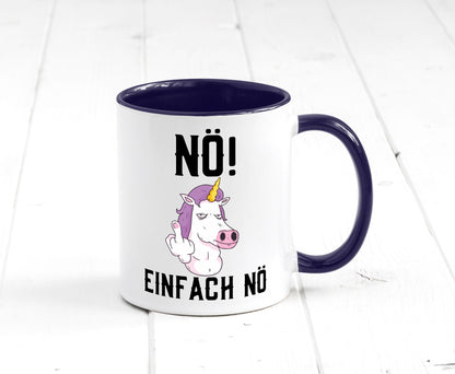 Einfach Nö | Keinen Bock Einhorn Mittelfinger Comic Geschenkidee Humor Tasse