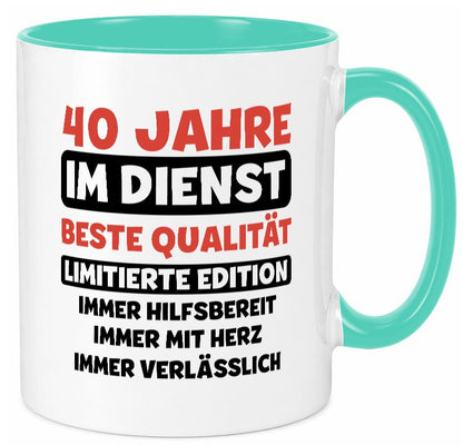 40 Jahre im Dienst | Jubiläum Arbeit v3 Humor Kollegen Büro Geschenkidee Tasse
