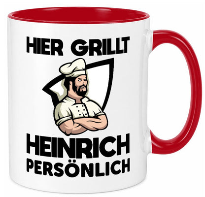 Hier Grillt Heinrich Persönlich | Grillmeister Geschenk Humor Geschenkidee Tasse