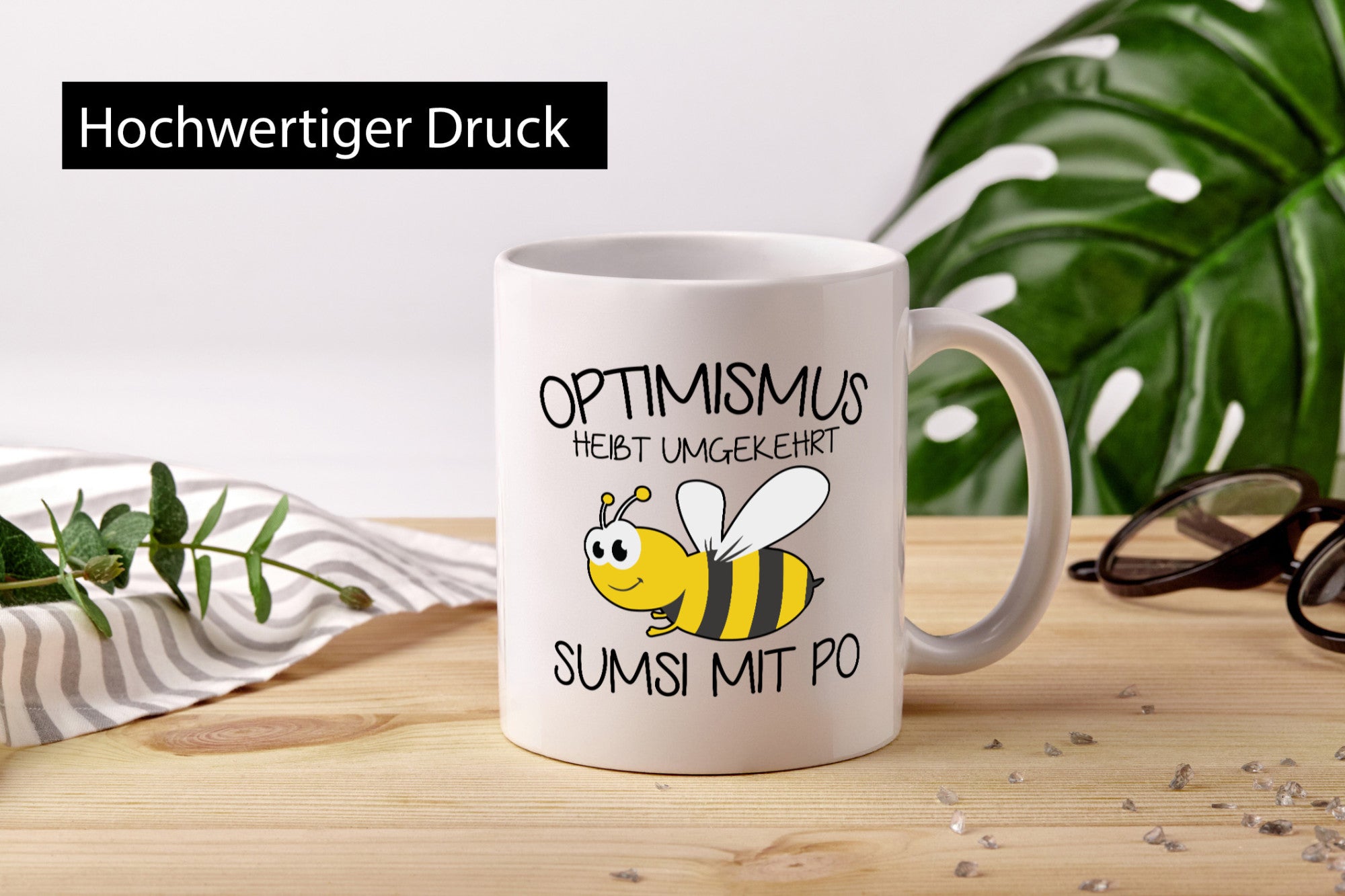 Optimismus umgekehrt heißt Sumsimitpo | Biene lustiger Spruch Geschenk Humor