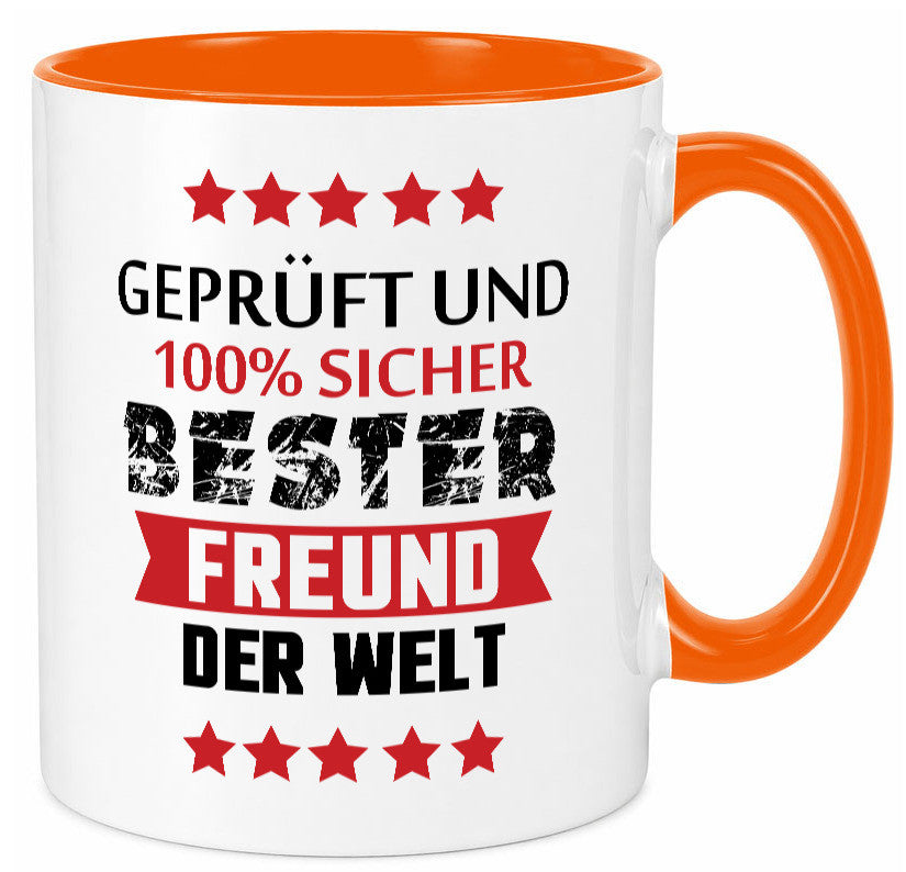 Geprüft &amp; Sicher bester Freund | Freundschaft lustiger Spruch Geschenk Humor Tasse