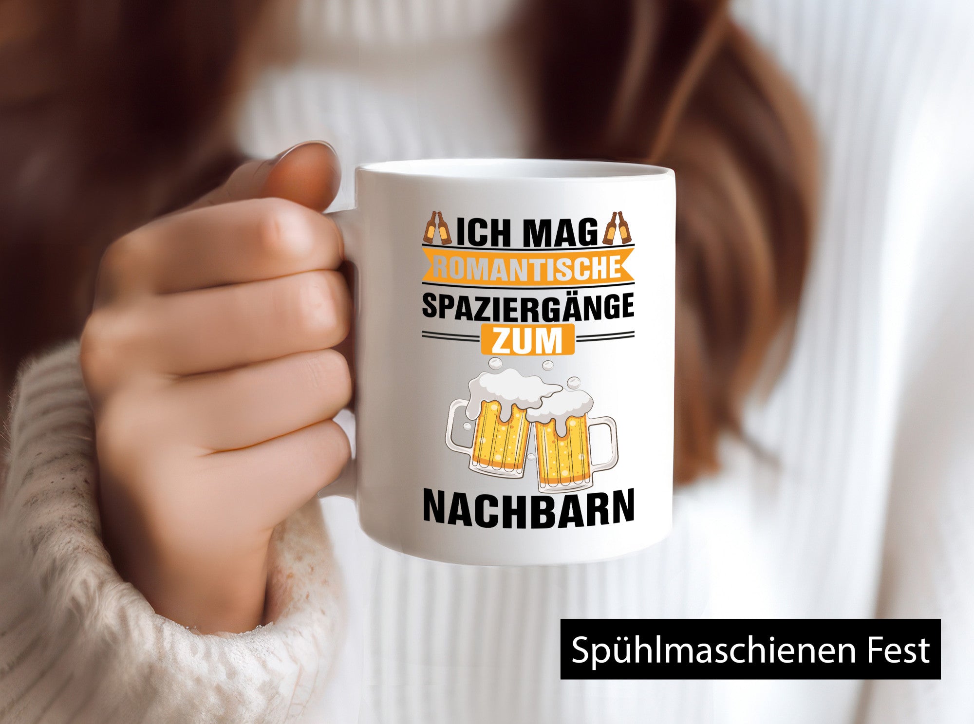 Romantische Spaziergänge zum Nachbarn | Bier lustiger Spruch Geschenk Familie