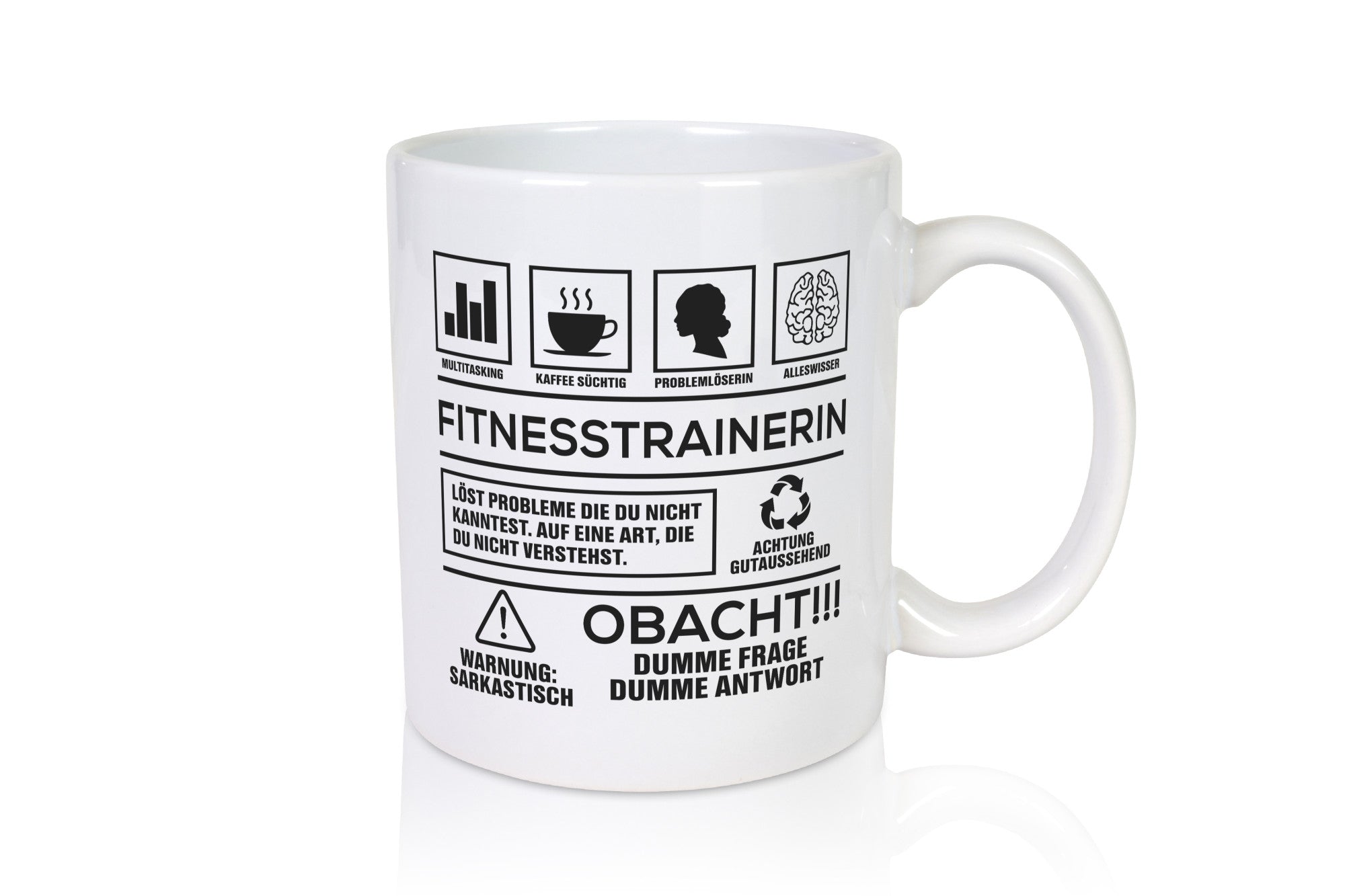 Achtung Probleme Fitnesstrainerin | Trainerin Sport Geschenkidee Humor Tasse
