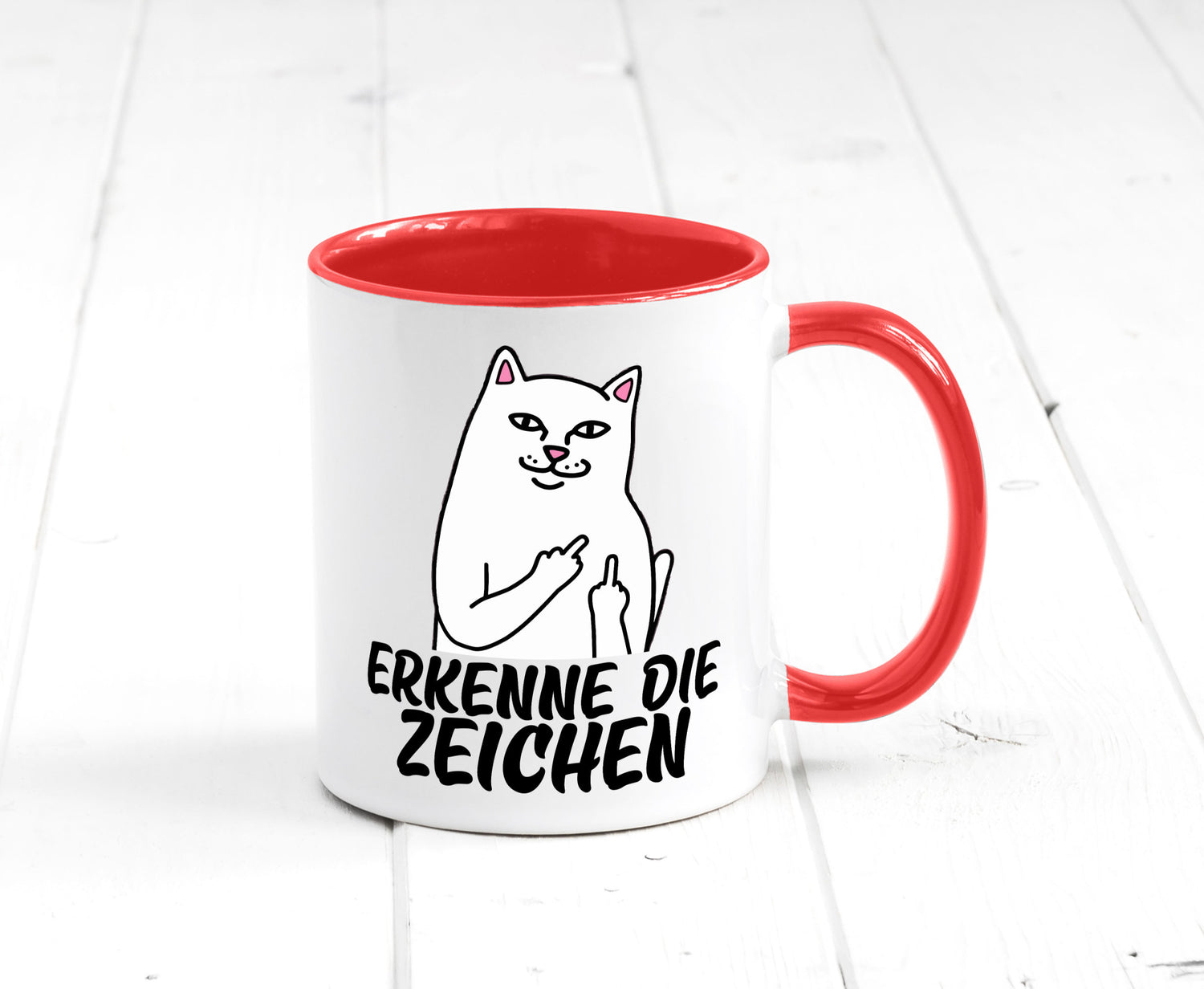 Erkenne die Zeichen | Katze Schatten Mittelfinger Geschenk Tierliebhaber Humor