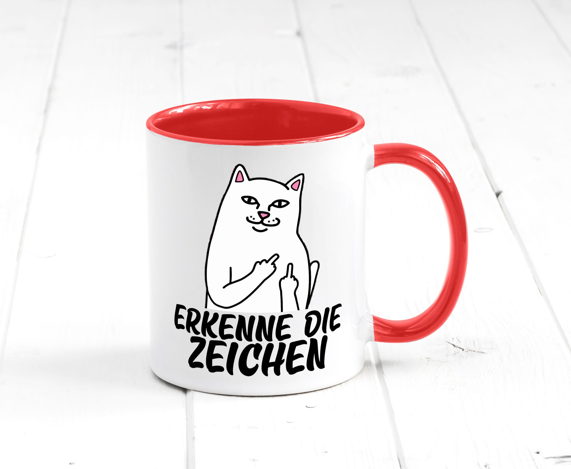 Erkenne die Zeichen | Katze Schatten Mittelfinger Geschenk Tierliebhaber Humor