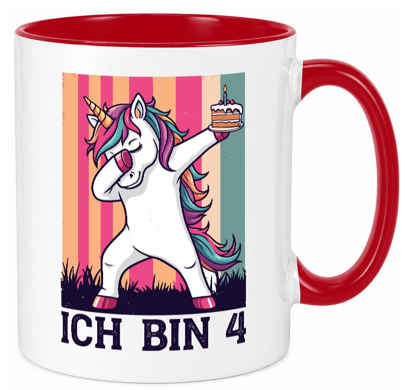 4 Geburtstag | Einhorn Damping Mädchen lustig Geschenkidee Geschenk Tasse