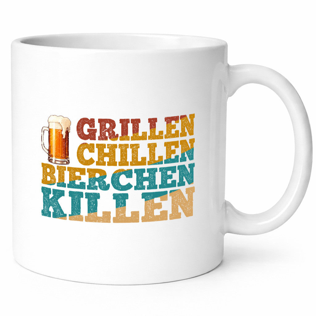 Grillen Chillen Bierchen Killen | Grilln Bier v2 Geschenkidee Humor Tasse
