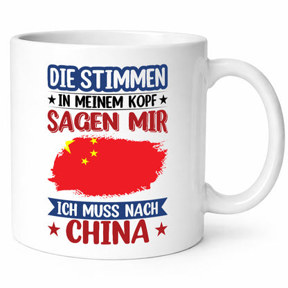 China | Urlaub Stimmen in meinem Kopf Traumland Humor Geschenkidee Tasse