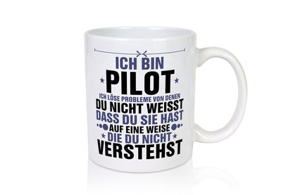 Löse Probleme: Pilot | Flugzeug Piloten v2 Humor Geschenkidee Tasse
