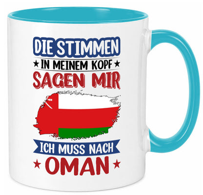 Oman | Urlaub Stimmen in meinem Kopf Traumland v2 lustig Familie Geschenkidee Tasse