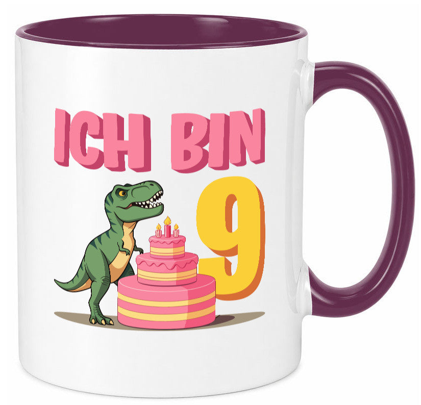 9 Geburtstag | Jahre Dinosaurier mit Kuchen Geschenk Geschenkidee lustiger Tasse