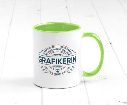 Geprüft und sicher: Grafikerin | Grafik Design Humor Geschenkidee Tasse