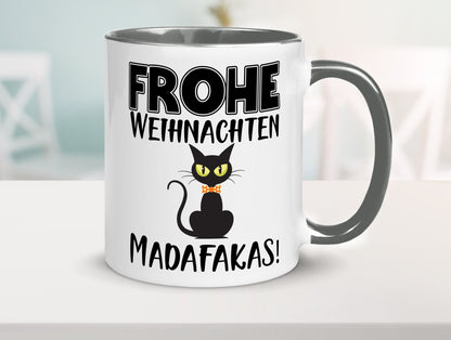 Frohe Weihnachten Madafakas! | Katze Tasse Vintage lustiger Spruch Geschenk