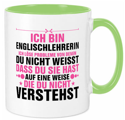 Löse Probleme: Englischlehrerin | Englisch Lehrerin Geschenk Humor Geschenkidee Tasse