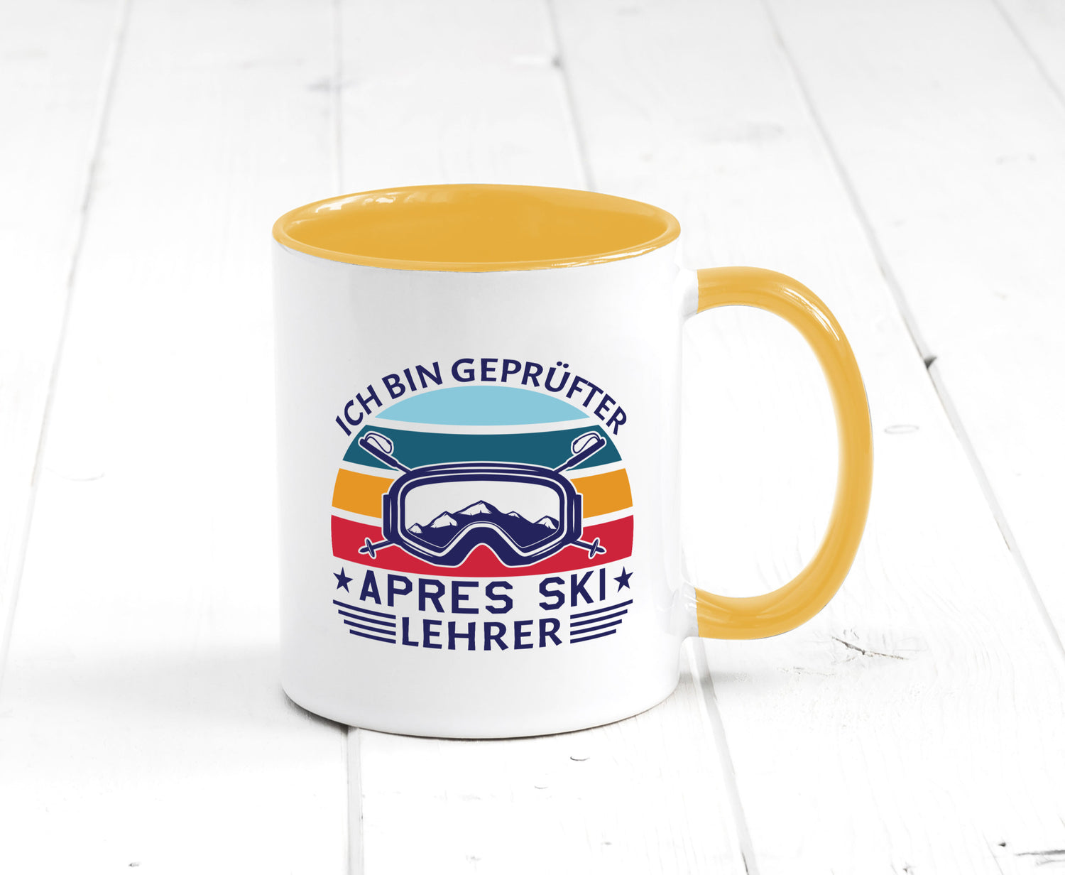 Geprüfter Apres Ski Lehrer | Ski-Brille Berge Ski-Stöck lustig Humor
