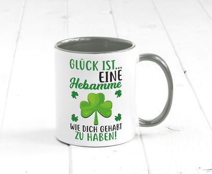 Hebamme Dankeschön | Dankes Tasse Kleeblätter Glück Humor Geschenkidee