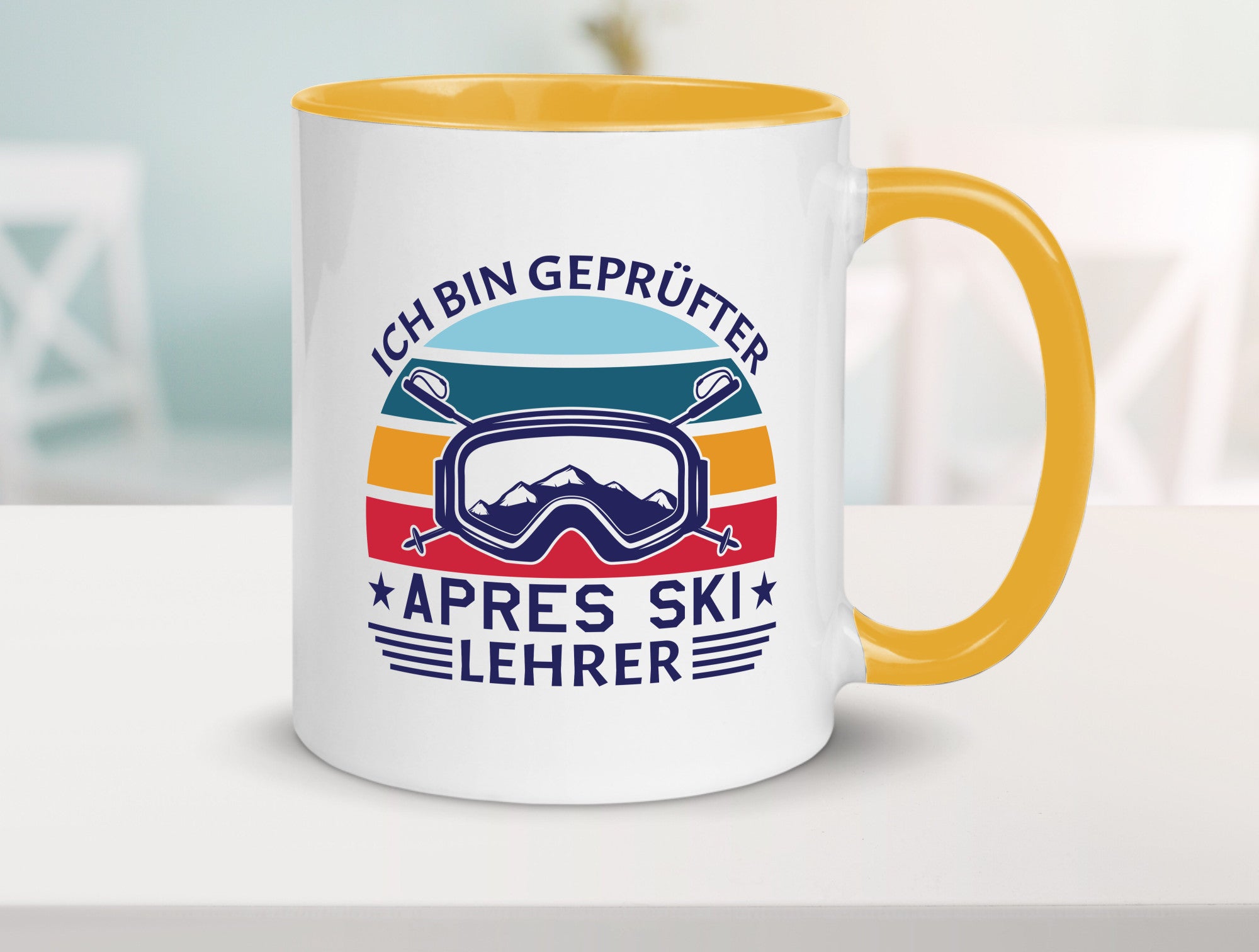 Geprüfter Apres Ski Lehrer | Ski-Brille Berge Ski-Stöck lustig Humor