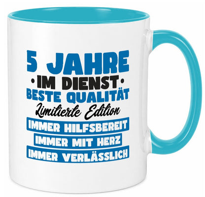 5 Jahre im Dienst | Jubiläum Arbeit v7 Geschenk Kollegen Büro lustiger Spruch Tasse