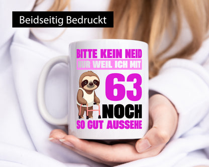 63. Geburtstag | Bitte kein neid Faultier 63 Jahre lustiger Spruch Geschenk