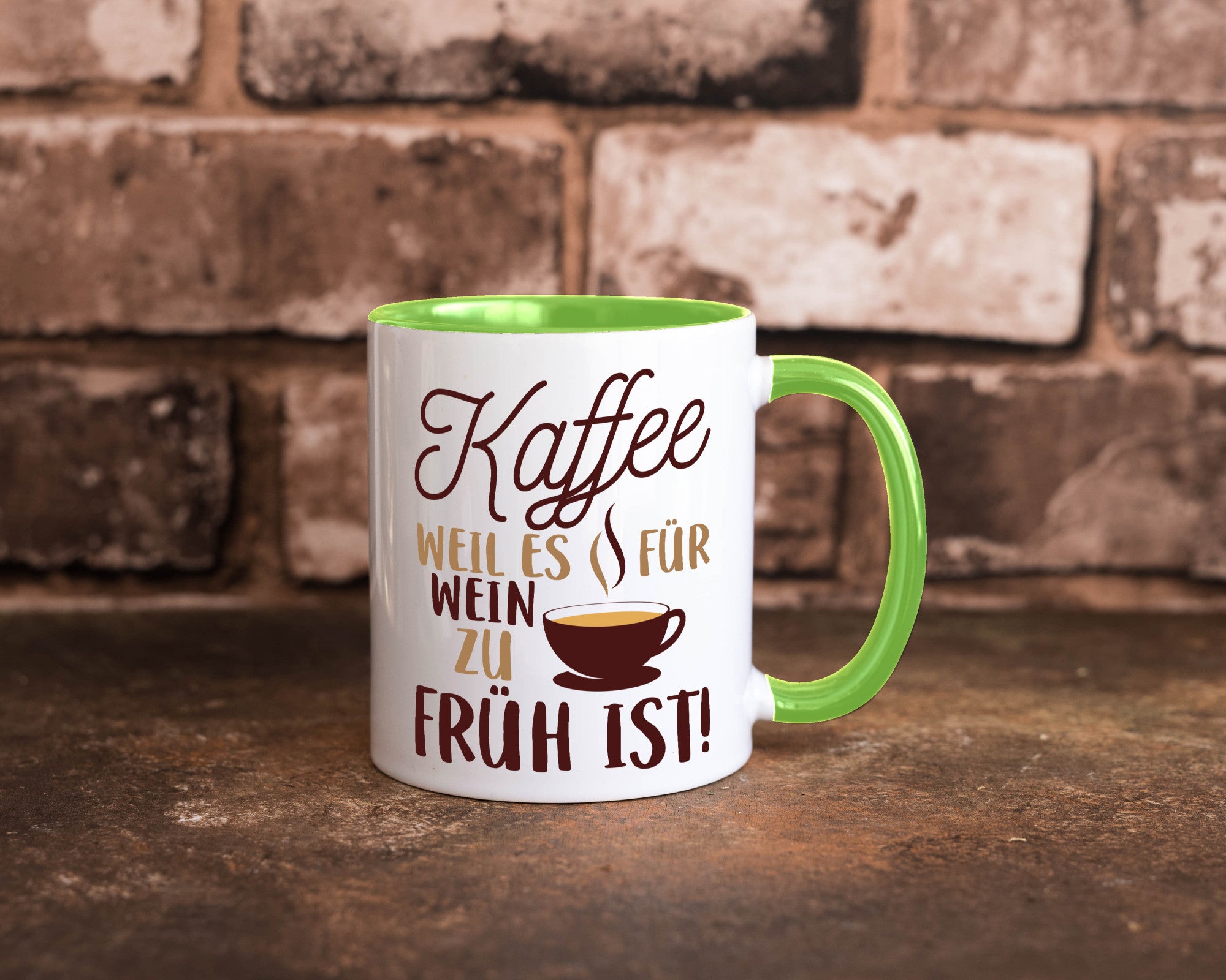 Weil es für Wein zu früh ist | Kaffeetrinker Herzschlag Humor Geschenkidee Tasse