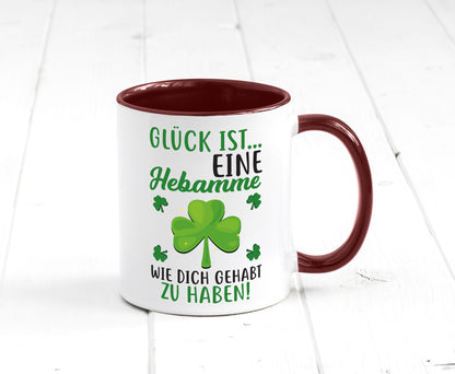 Hebamme Dankeschön | Dankes Tasse Kleeblätter Glück Humor Geschenkidee