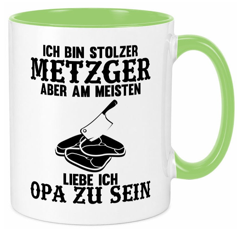 Stolzer Metzger, liebe es Opa zu sein | Fleisch Hackebeil lustiger Spruch Tasse