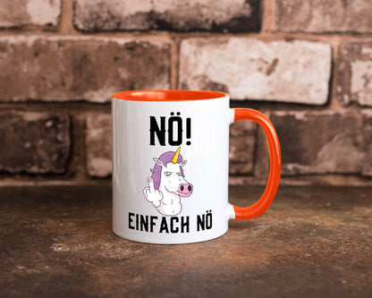 Einfach Nö | Keinen Bock Einhorn Mittelfinger Comic Geschenkidee Humor Tasse