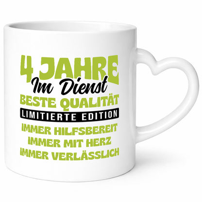 4 Jahre im Dienst | Jubiläum Arbeit v4 Geschenkidee Kollegen Büro Humor Tasse