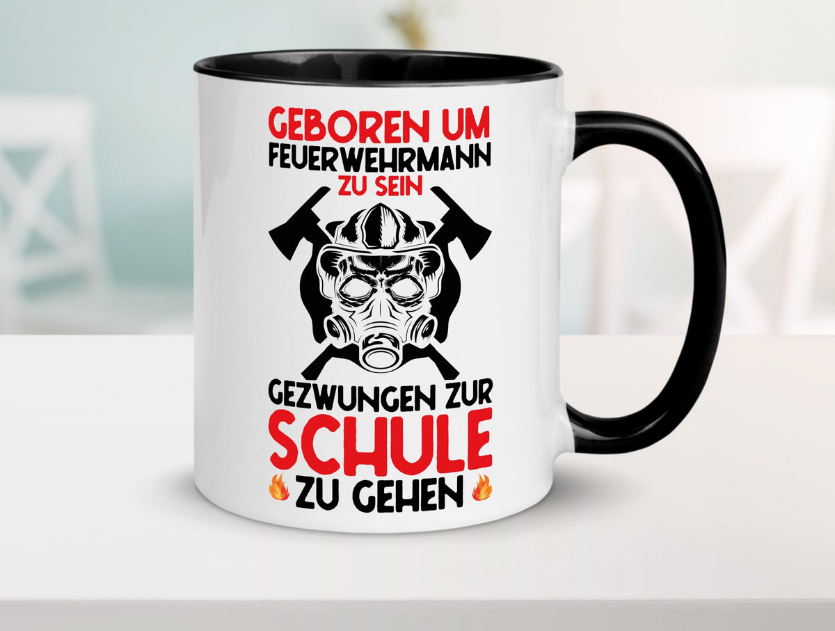 Geborener Feuerwehrmann | Feuerwehr Brand Maske Schule lustiger Spruch Geschenk Tasse