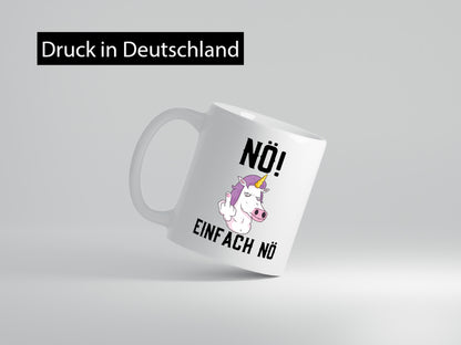 Einfach Nö | Keinen Bock Einhorn Mittelfinger Comic Geschenkidee Humor Tasse