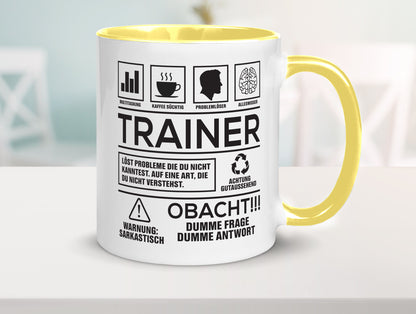 Achtung Probleme Trainer | Verein Sport lustig Humor Geschenkidee Geschenk Tasse