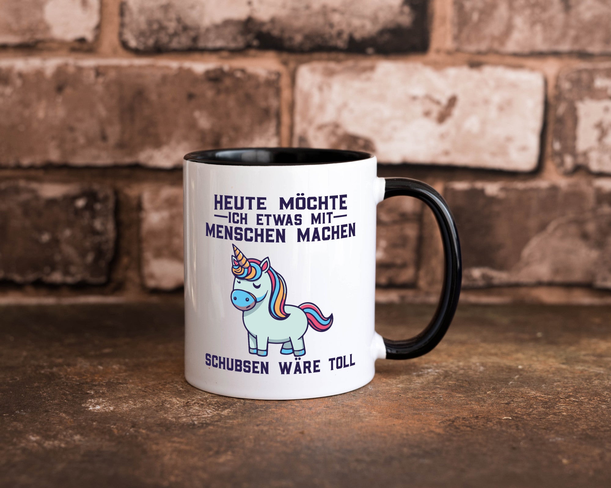 Heute möchte ich Menschen schubsen | Einhorn v2 Geschenk Humor Geschenkidee