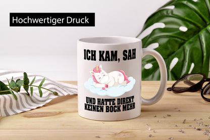 Ich kam, sah hatte direkt keinen Bock | Einhorn Schlafen lustiger Spruch