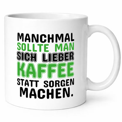 Kaffee statt sorgen lustiger Spruch Geschenk Humor Geschenkidee Tasse