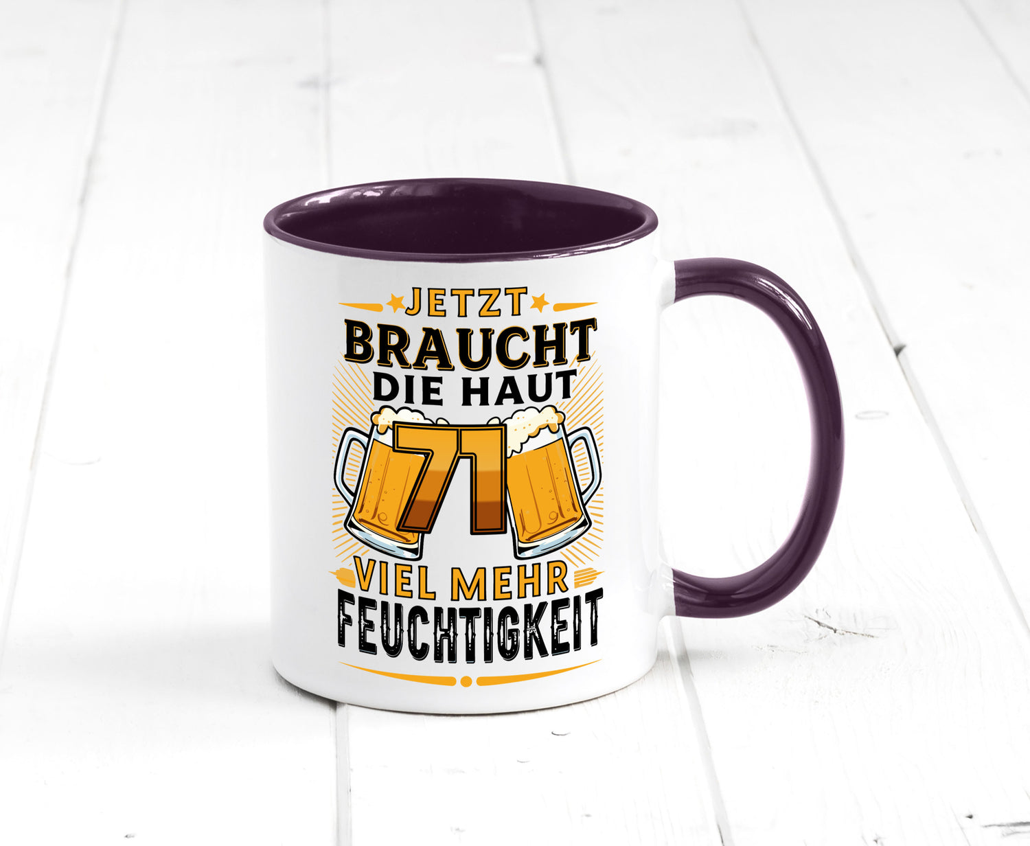 71 braucht die haut mehr Feuchtigkeit | 71. Geburtstag Geschenkidee Humor Tasse
