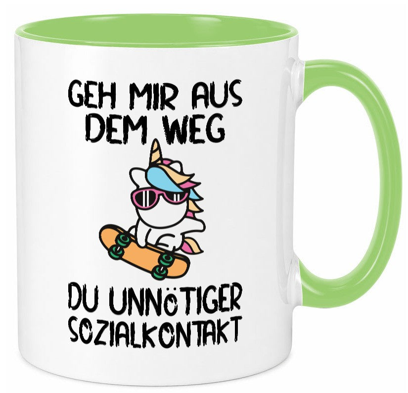 Aus dem Weg, Sozialkontakt | Einhorn Skateboard Geschenk Humor Geschenkidee Tasse