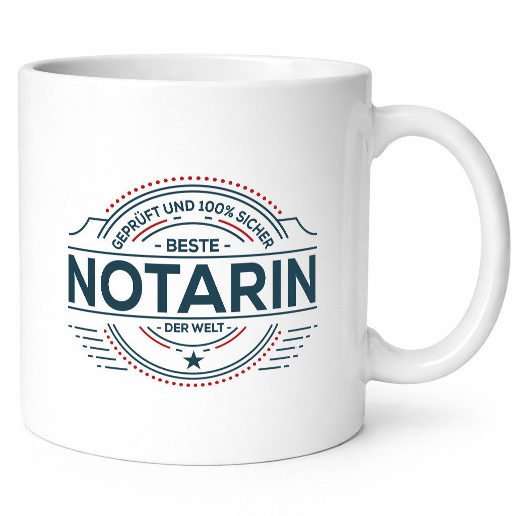 Geprüft und sicher: Notarin | Juristin lustig Humor Geschenkidee Geschenk Tasse