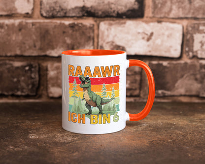 6. Geburtstag | 6 Jahre rarrrr ich bin Dinosaurier Humor Geschenkidee Tasse