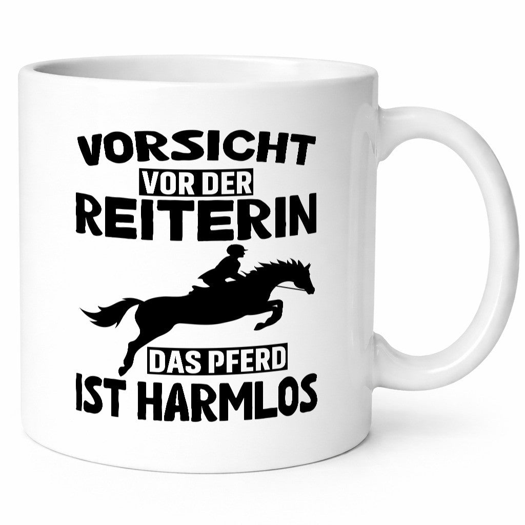Vorsicht vor der Reiterin das Pferd ist Harmlos lustig Humor Geschenkidee