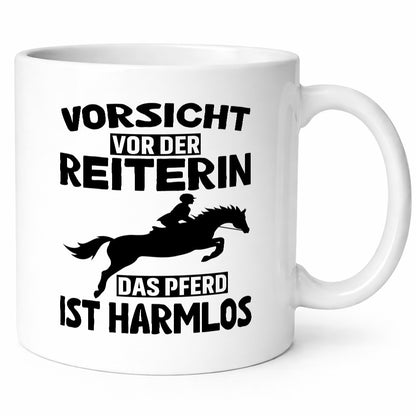 Vorsicht vor der Reiterin das Pferd ist Harmlos lustig Humor Geschenkidee
