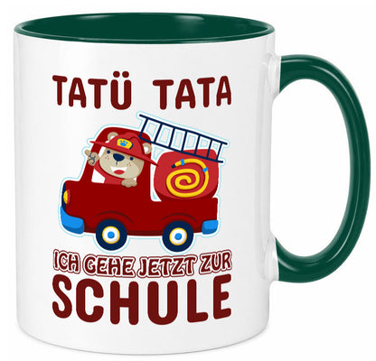 Bär in Feuerwehrauto | Tatü Tata Einschulung Tasse Humor Geschenkidee